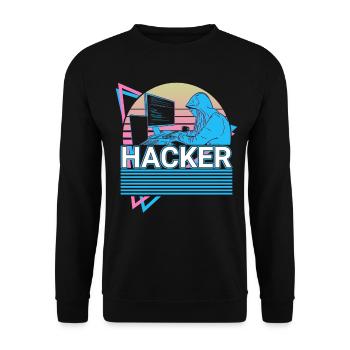 Hacker Coding Programmer Vaporwave Aesthetic - Unisex Sweatshirt - black - Front - Alina (178cm) & Michal (187cm)