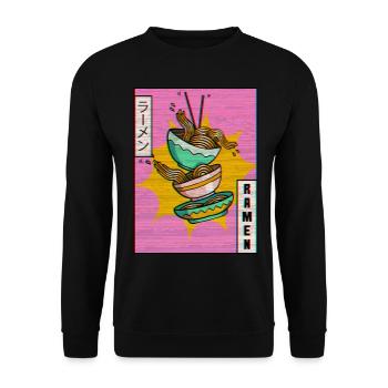 Ramen Noodles Vaporwave Aesthetic Glitch Cadeau - Sweat-shirt Unisexe - noir - Devant - Alina (178cm) & Michal (187cm)
