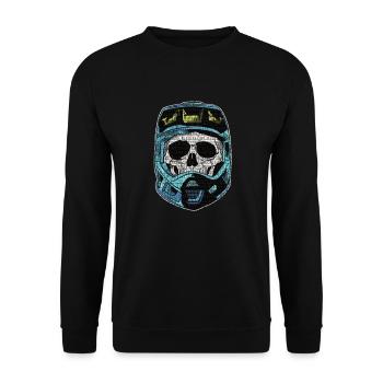 Mountain Bike Skelett mit Downhill Helm - Unisex Pullover - Schwarz - Vorne - Alina (178cm) & Michal (187cm)