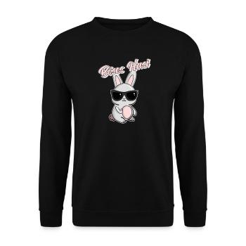 Das Coole Böse Hasi mit Sonnenbrille Böser - Unisex Pullover - Schwarz - Vorne - Alina (178cm) & Michal (187cm)