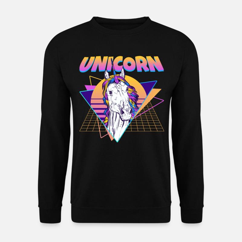 Unicorn Vaporwave Aesthetic Retro - Unisex Pullover - Schwarz