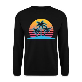 Palm Tree Vaporwave Aesthetic Retro - Unisex Pullover - Schwarz - Vorne - Alina (178cm) & Michal (187cm)