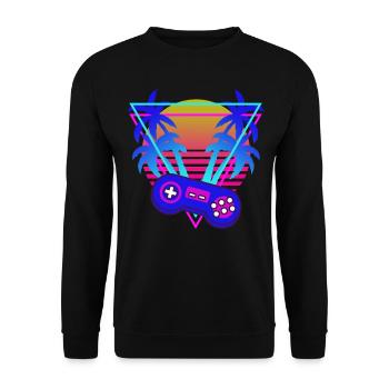 Gamer Gaming Controller Vaporwave Aesthetic - Unisex Sweatshirt - black - Front - Alina (178cm) & Michal (187cm)