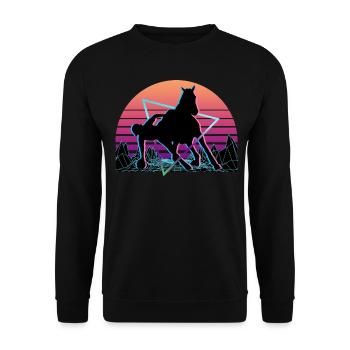 Horseball Vaporwave Aesthetic Retro - Unisex Sweatshirt - black - Front - Alina (178cm) & Michal (187cm)