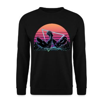Arm Wrestling Vaporwave Aesthetic Retro - Unisex Sweatshirt - black - Front - Alina (178cm) & Michal (187cm)