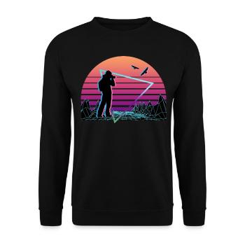 Birdwatcher Birdwatching Vaporwave Aesthetic - Unisex Sweatshirt - black - Front - Alina (178cm) & Michal (187cm)
