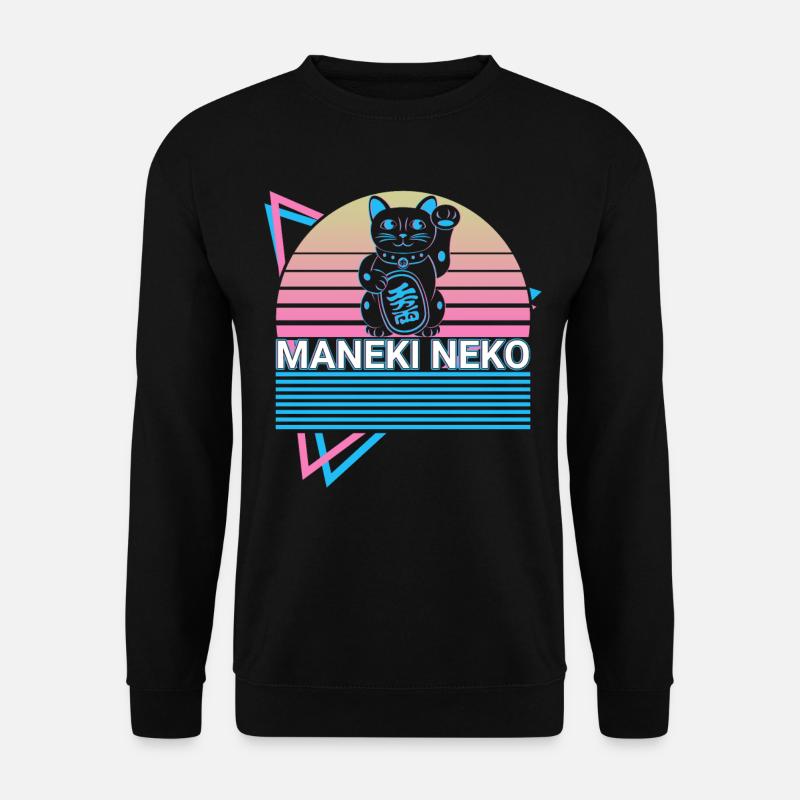 Maneki Neko Katze Retro Geschenk - Unisex Pullover - Schwarz