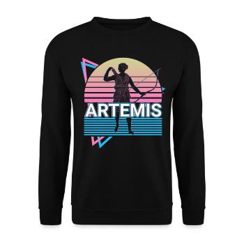 Artemis Greek Goddess of Hunting and the Moon - Unisex Sweatshirt - black - Front - Alina (178cm) & Michal (187cm)