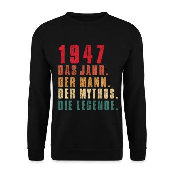 75 Geburtstag 75 Jahre Alt - Unisex Pullover - Schwarz - Vorne - Alina (178cm) & Michal (187cm)
