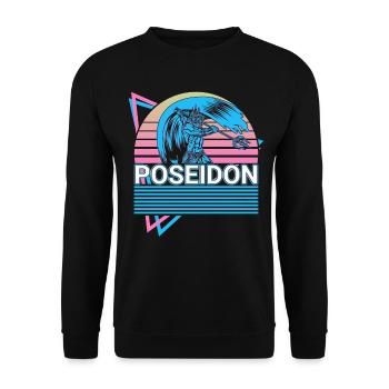 Poseidon Greek God of the Sea Retro Gesche - Unisex Sweatshirt - black - Front - Alina (178cm) & Michal (187cm)