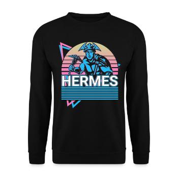 Hermes Greek God of Speed Gesch - Unisex Sweatshirt - black - Front - Alina (178cm) & Michal (187cm)