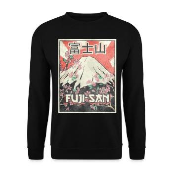 Mt Fuji Fujiyama Fuji San Japanisches Ästhetisches - Unisex Pullover - Schwarz - Vorne - Alina (178cm) & Michal (187cm)