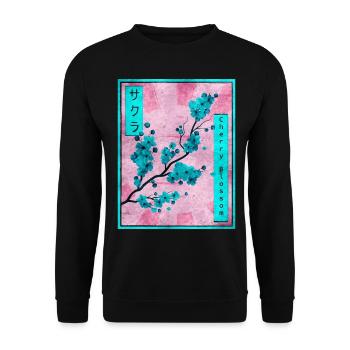 Sakura Cherry Blossom Japanese Aesthetic Gift - Unisex Sweatshirt - black - Front - Alina (178cm) & Michal (187cm)