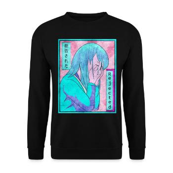 Sad Anime Girl Vaporwave Esthétique amincie - Sweat-shirt Unisexe - noir - Devant - Alina (178cm) & Michal (187cm)
