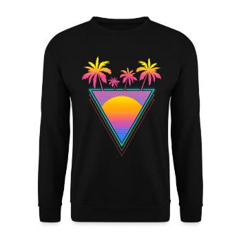 Vaporwave Esthétique Rétro Sunset Palm - Sweat-shirt Unisexe - noir - Devant - Alina (178cm) & Michal (187cm)