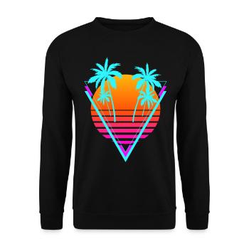 Vaporwave Esthétique Rétro Sunset Palm - Sweat-shirt Unisexe - noir - Devant - Alina (178cm) & Michal (187cm)