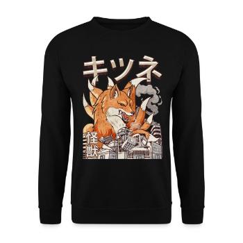 Kaiju Kitsune Nine-tailed Fox Japanese Ge - Unisex Sweatshirt - black - Front - Alina (178cm) & Michal (187cm)