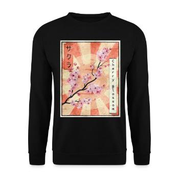 Sakura Cherry Blossom Japanese Aesthetic Gift - Unisex Sweatshirt - black - Front - Alina (178cm) & Michal (187cm)