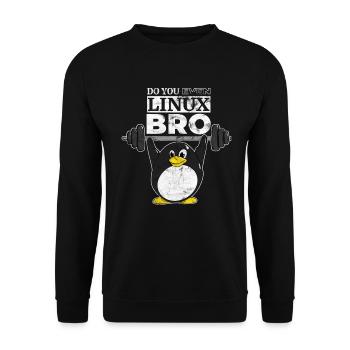 Do You Even Linux Bro Linux Pinguin hebt Gewichte - Unisex Pullover - Schwarz - Vorne - Alina (178cm) & Michal (187cm)