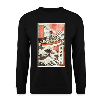 Ramen Kanagawa Wave Vaporwave Aesthetic Taste - Unisex Sweatshirt - black - Front - Alina (178cm) & Michal (187cm)