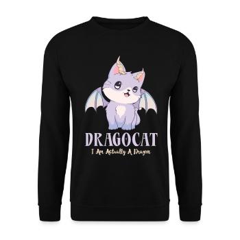 Kawaii Cat Dragocat Je suis en fait un dragon - Sweat-shirt Unisexe - noir - Devant - Alina (178cm) & Michal (187cm)