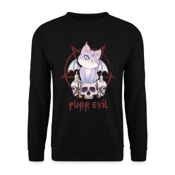 Kawaii Cat Skull Pentagram Ronronnant mal ok - Sweat-shirt Unisexe - noir - Devant - Alina (178cm) & Michal (187cm)