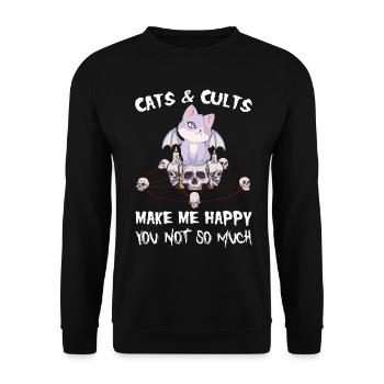 Les chats et les sectes me rendent heureux Tu ne es pas - Sweat-shirt Unisexe - noir - Devant - Alina (178cm) & Michal (187cm)