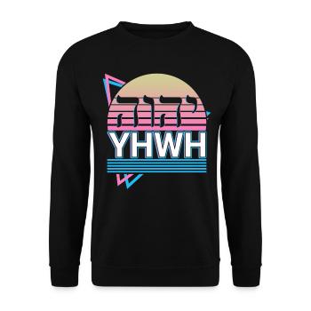 Tetragrammaton YHWH Yahweh Hebrew Name of God - Unisex Sweatshirt - black - Front - Alina (178cm) & Michal (187cm)