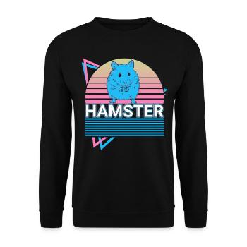 Hamster Retro - Unisex Pullover - Schwarz - Vorne - Alina (178cm) & Michal (187cm)