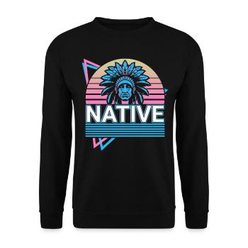 Rétro indien - Sweat-shirt Unisexe - noir - Devant - Alina (178cm) & Michal (187cm)