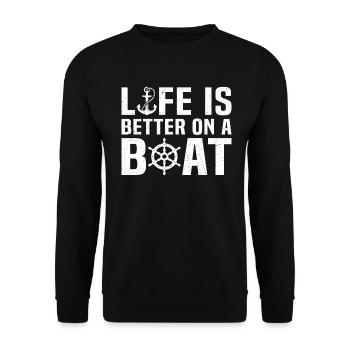 la vie est meilleure sur un bateau - Sweat-shirt Unisexe - noir - Devant - Alina (178cm) & Michal (187cm)