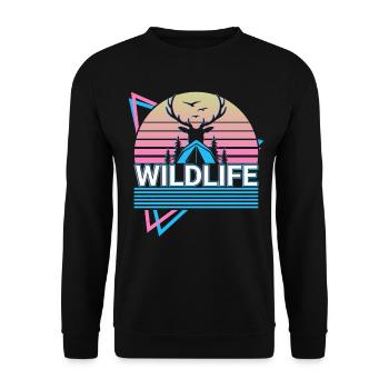Wildlife Camping Reindeer Retro - Unisex Sweatshirt - black - Front - Alina (178cm) & Michal (187cm)