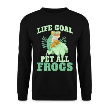 Funny Frog Life Goal PetTing All Frogs - Unisex Sweatshirt - black - Front - Alina (178cm) & Michal (187cm)
