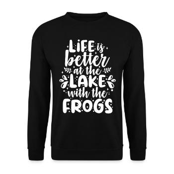 Frog life is better at the lake with frogs - Unisex Sweatshirt - black - Front - Alina (178cm) & Michal (187cm)