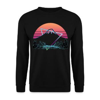 Berg Fuji Fujiyama Fuji San Vaporwave Ästhetik - Unisex Pullover - Schwarz - Vorne - Alina (178cm) & Michal (187cm)