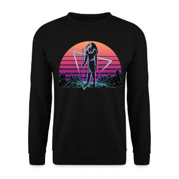 Thoth Ägyptischer Gott Ägypten Vaporwave Ästhetik - Unisex Pullover - Schwarz - Vorne - Alina (178cm) & Michal (187cm)