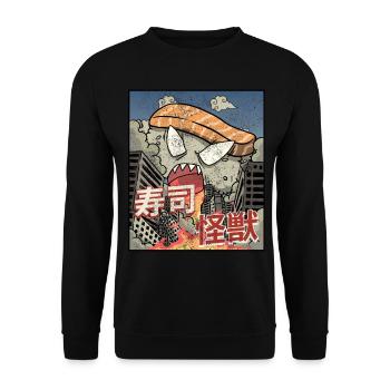 Kaiju Sushi Kanagawa Wve Japanese Aesthetics - Unisex Sweatshirt - black - Front - Alina (178cm) & Michal (187cm)