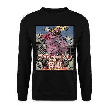 Kaiju Axolotl Esthétique japonaise Kaijin - Sweat-shirt Unisexe - noir - Devant - Alina (178cm) & Michal (187cm)