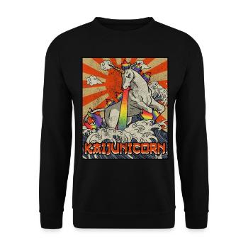 Kaiju Unicorn Kanagawa Wave Kaijunicorn - Unisex Sweatshirt - black - Front - Alina (178cm) & Michal (187cm)