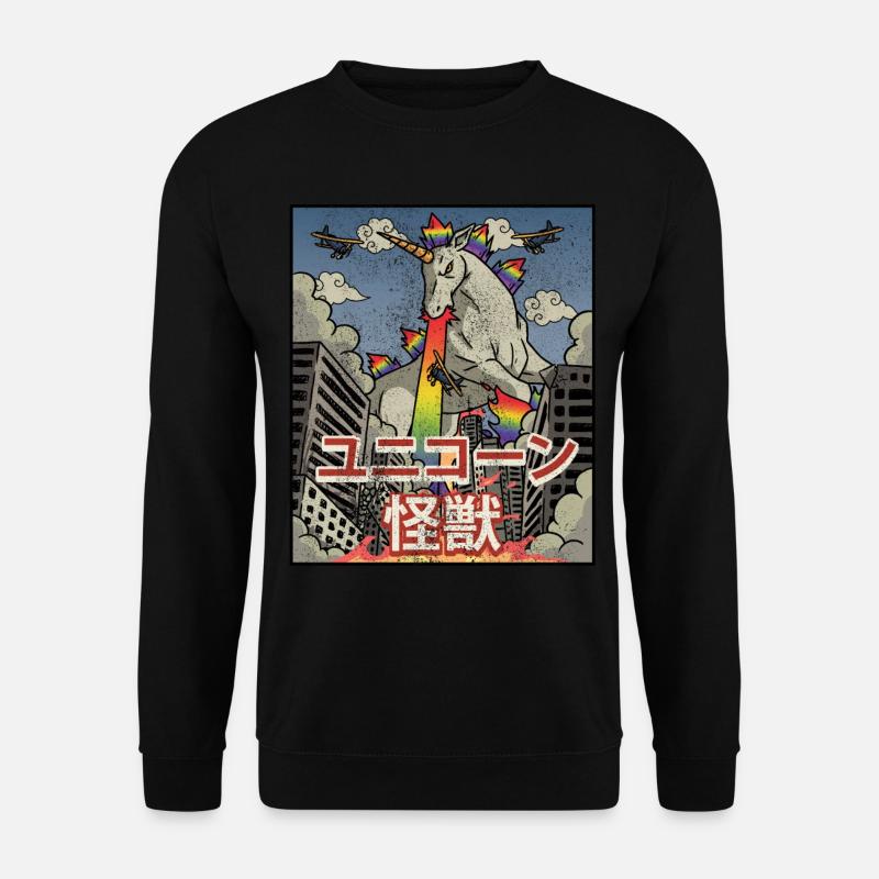 Kaiju Einhorn Japanische Ästhetik Kaijin - Unisex Pullover - Schwarz