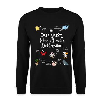 Meine Lieblingstiere in Dangast - Unisex Pullover - Schwarz - Vorne - Alina (178cm) & Michal (187cm)