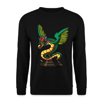 Quetzalcoatl Aztec Serpent Mayan Temple Inca - Unisex Sweatshirt - black - Front - Alina (178cm) & Michal (187cm)
