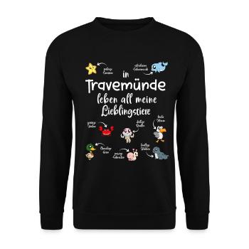 Meine Lieblingstiere in Travemünde - Unisex Pullover - Schwarz - Vorne - Alina (178cm) & Michal (187cm)