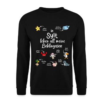 Meine Lieblingstiere in Sylt - Unisex Pullover - Schwarz - Vorne - Alina (178cm) & Michal (187cm)