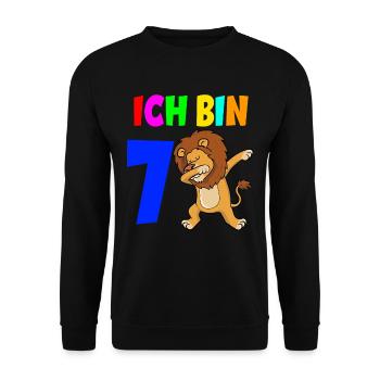 Ich bin 7 - Unisex Pullover - Schwarz - Vorne - Alina (178cm) & Michal (187cm)