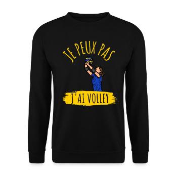 je peux pas j ai volley (jaune) - Sweat-shirt Unisexe - noir - Devant - Alina (178cm) & Michal (187cm)