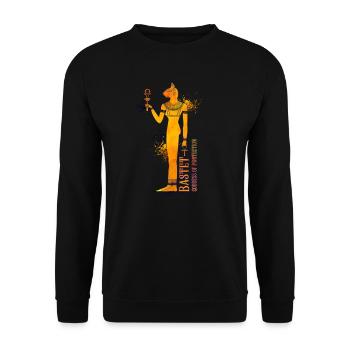 Dessin en couleur de la déesse égyptienne Bastet - Sweat-shirt Unisexe - noir - Devant - Alina (178cm) & Michal (187cm)