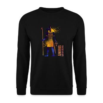 Colored drawing of the Egyptian god Anubis - Unisex Sweatshirt - black - Front - Alina (178cm) & Michal (187cm)