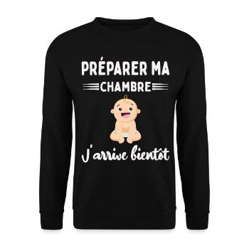 Cadeau Annonce De Grossesse Future Maman Enceinte - Sweat-shirt Unisexe - noir - Devant - Alina (178cm) & Michal (187cm)