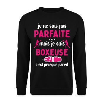 Pas parfaite mais Boxeuse Cadeau Sportif - Sweat-shirt Unisexe - noir - Devant - Alina (178cm) & Michal (187cm)